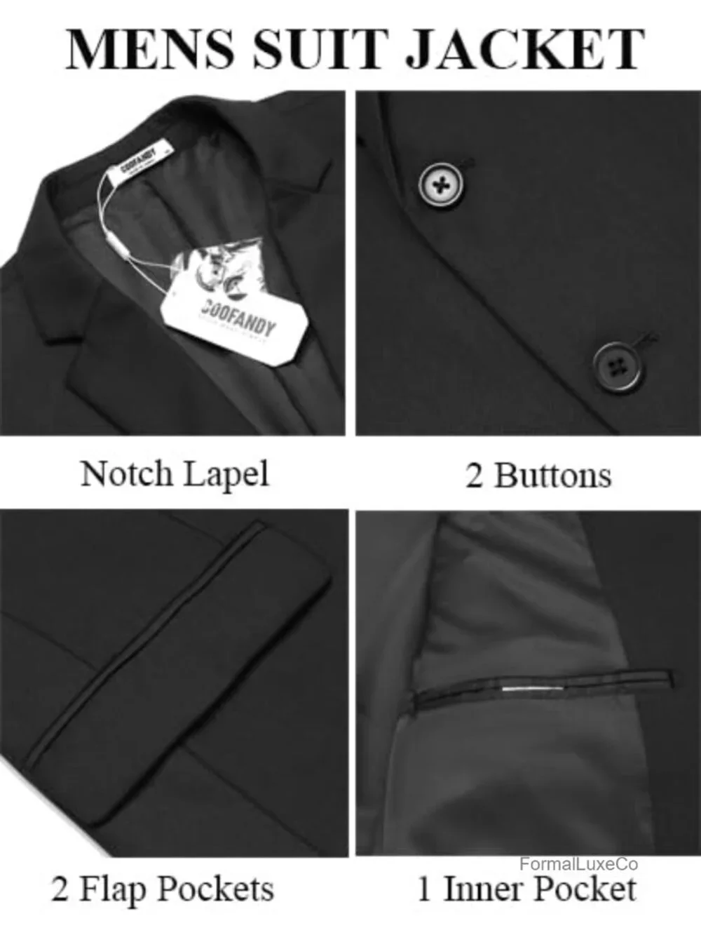 Men's 3 Piece Suit Set Classic Fit 2 Button Wedding Business Prom Jacket Vest